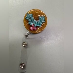 “Holly & Berries” Handmade Christmas Badge Reel